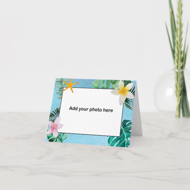 Tropiskt Löv Flowers Tack small notecard (Framsida)