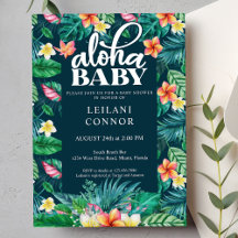 Tropiskt Löv Hawaii Blommigt Aloha Baby Shower