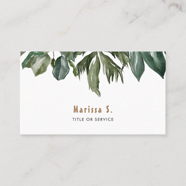 Tropiskt Löv Modern Visitkort (Framsida)