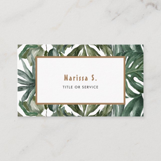 Tropiskt Löv Modern Visitkort (Framsida)