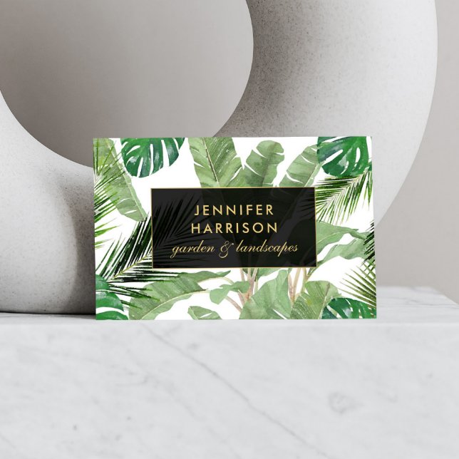 Tropiskt Löv Mönster på vitt Visitkort (Skapare uppladdad)