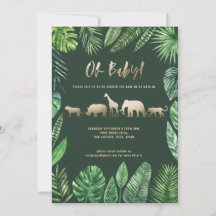 Tropiskt löv och guld-bebisdusch