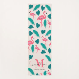Tropiskt Löv Shock rosa Flamingo Modern Monogram