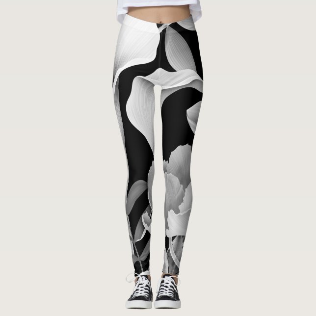 Tropiskt Löv: Sömlös Mönster Leggings (Framsida)