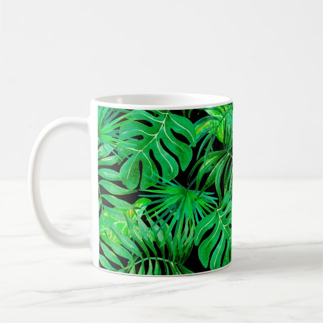 Tropiskt löv sömlöst mönster kaffemugg (Vänster)