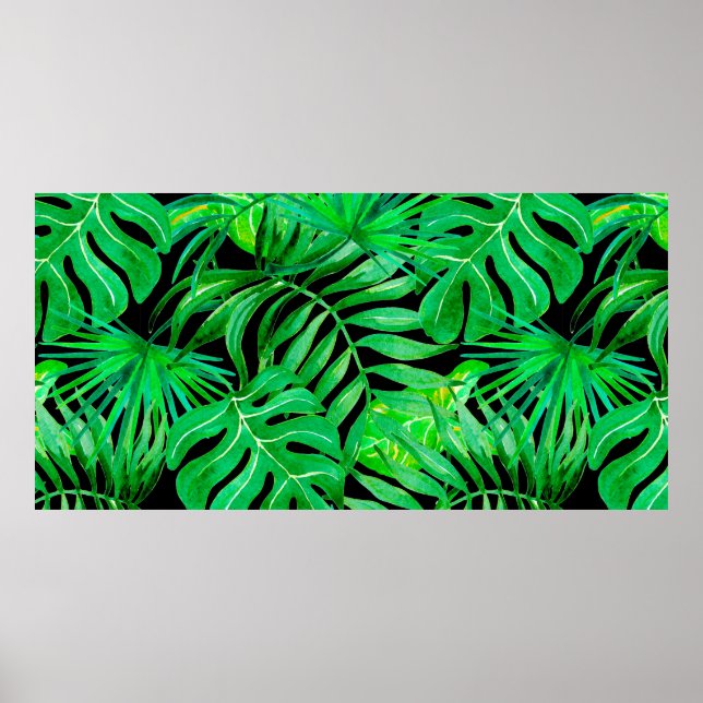 Tropiskt löv sömlöst mönster poster (Framsidan)