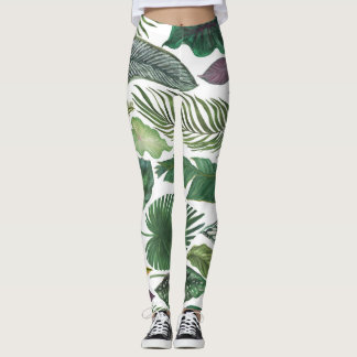 Tropiskt löv: vattenfärgslös bakgrund utan vattenf leggings