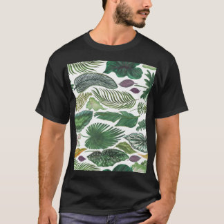 Tropiskt löv: vattenfärgslös bakgrund utan vattenf t shirt