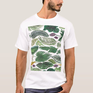 Tropiskt löv: vattenfärgslös bakgrund utan vattenf t shirt