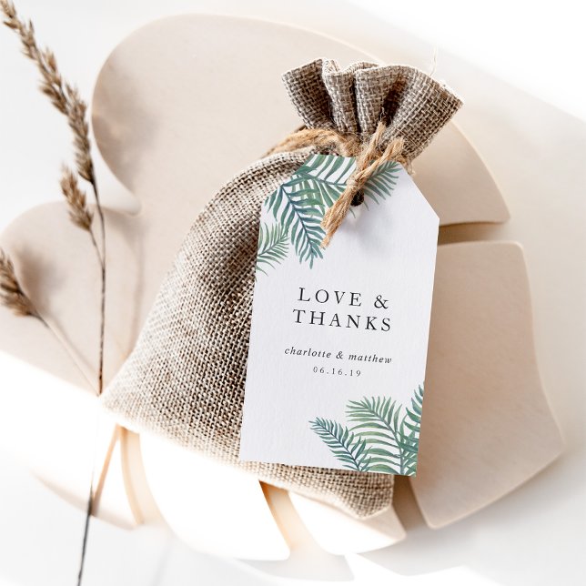 Tropiskt lövbröllop-favoriter presentetikett (Skapare uppladdad)