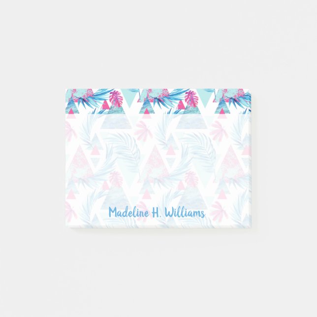 Tropiskt lövmönster för abstrakt vattenfärg post-it block (Framsida)