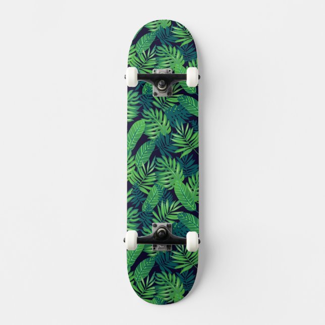 Tropiskt lövmönster mini skateboard bräda 18,5 cm (Framsida)