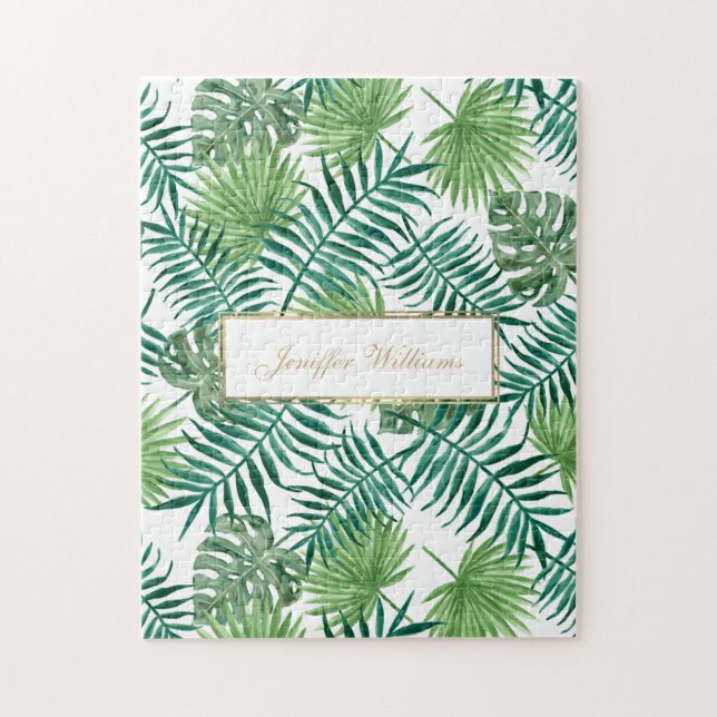 Tropiskt lövträd, botaniskt Löv, Mönster.         Pussel (Vertikal)