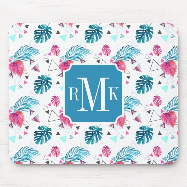 Tropiskt lövtriangelmönster musmatta (Framsidan)