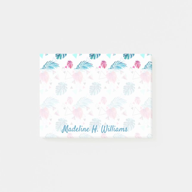 Tropiskt lövtriangelmönster post-it block (Framsida)