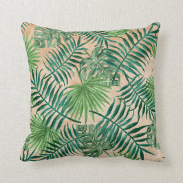 TROPISKT LÖVVERKTRYCK, palmträd & Ferns Kudde