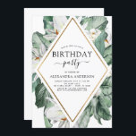 Tropiskt Magnolia, alla åldrar, Blommigt inbjuden Inbjudningar<br><div class="desc">Tropiska Magnolia Flowers med Blommigt Greenery Handflatan och Faux Gold Foil Geometric Gräns Vår eller Summer any Age Födelsedagsfest inbjudan - innehåller vacker och elegant manustypografi med moderna tropiska botaniska blommor och grönska för den speciella trettonde, femtonde, sextonde, artonde, trettionde, fyrtionde, femtionde, sextionde, sextionde 0th, 70th, 80th, 90:e, 100th födelsedagsfest....</div>