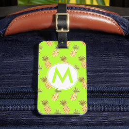 Tropiskt målad ananas Mönster i Monogram Bagagebricka