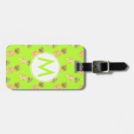 Tropiskt målad ananas Mönster i Monogram Bagagebricka