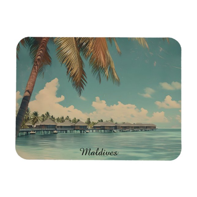 Tropiskt Maldivernas Paradis – Lyxig Öescape Magnet (Horisontell)