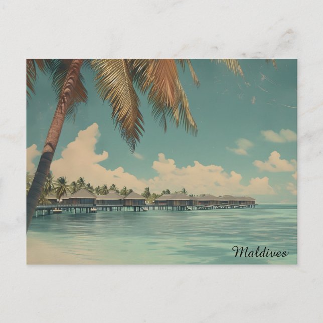 Tropiskt Maldivernas Paradis – Lyxig Öescape Vykort (Framsida)