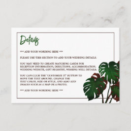 Tropiskt månghersk information om bröllopsbröllop tilläggskort
