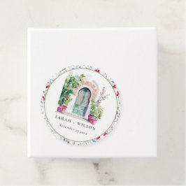 Tropiskt marockanskt dörrvatten, vattenfärg Bröllo Gåvor Etiketter