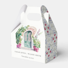 Tropiskt marockanskt dörrvatten, vattenfärg Bröllo Presentaskar