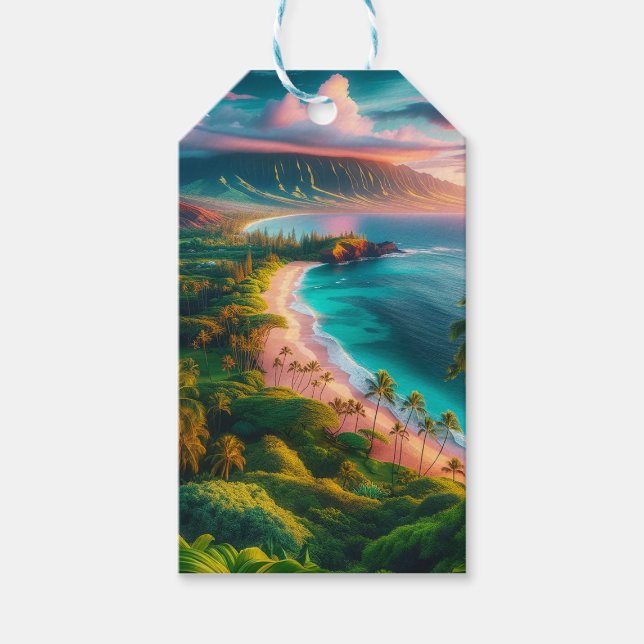 Tropiskt Maui-öparadis Presentetikett (Framsidan)