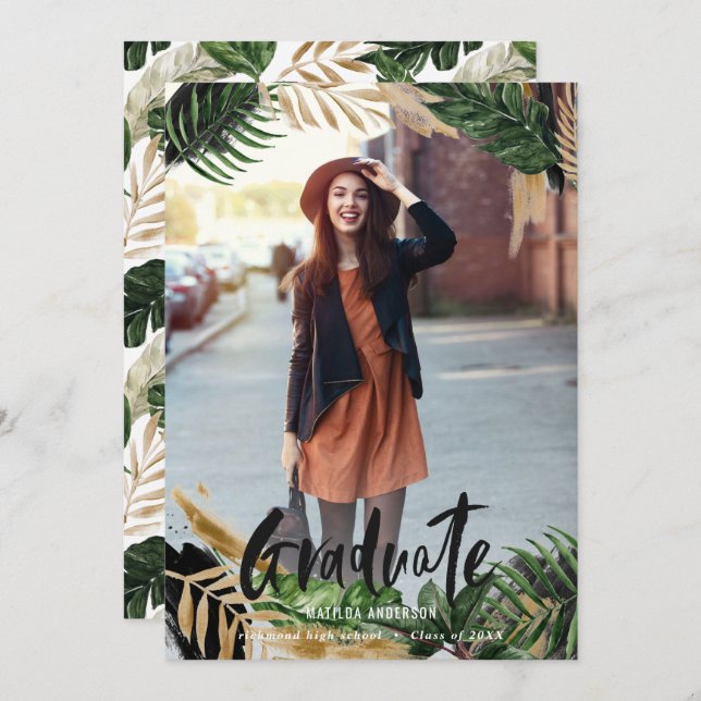 Tropiskt meddelande/inbjudan till studenten (Fram/baksida)