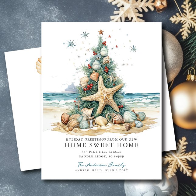 Tropiskt meddelande om Flytta vid jul Vykort (Skapare uppladdad)