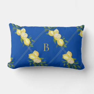 Tropiskt Medelhavskobolt Blue Monogram Lumbarkudde