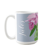 Tropiskt Medinilla Rosa Flower på Blue Add Namn