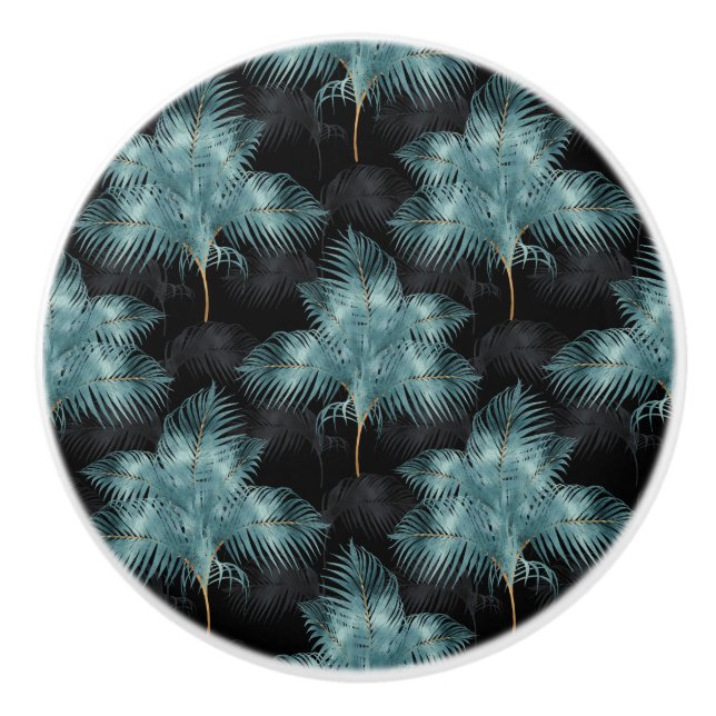 Tropiskt metallblått och Guld Handflatan-Löv, somm Knopp (Framsidan)