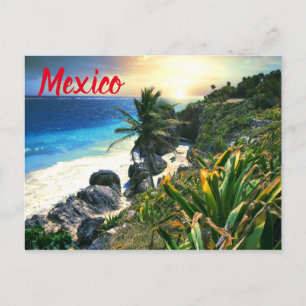 Tropiskt Mexiko Beach Shore Sunset Handflatan Isla Vykort
