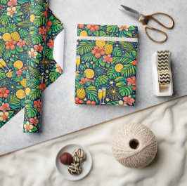 Tropiskt Midnatssbröd Firande Mönster Presentpapper