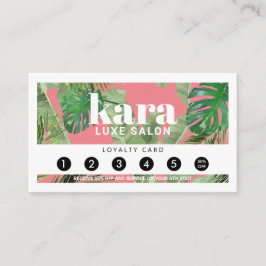 Tropiskt Modern Boutique Salon Rosa Loyalty Card Lojalitetskort