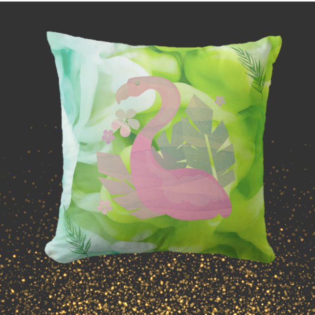 Tropiskt Modern Rosa Flamingo Dekorativ kudde (Skapare uppladdad)