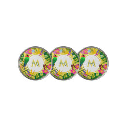 Tropiskt monogram Jungle Flowers Gult Monogram