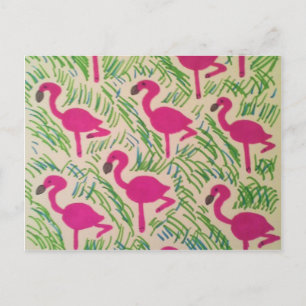 Tropiskt mönster för rosa Flamingos Vykort