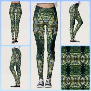 Tropiskt Mönster Grön Boho Chic Leggings