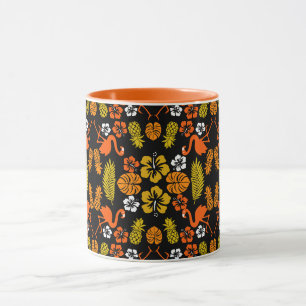 Tropiskt mönster i Blommigten för Bright Orange Mugg