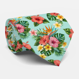 Tropiskt mönster med blandade blommor slips