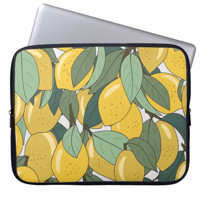 Tropiskt Mönster med Gult Lemons. Laptop Fodral (Framsidan)
