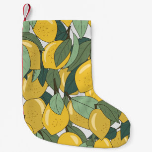 Tropiskt Mönster med Gult Lemons. Liten Julstrumpa