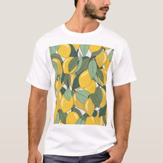 Tropiskt Mönster med Gult Lemons. T Shirt