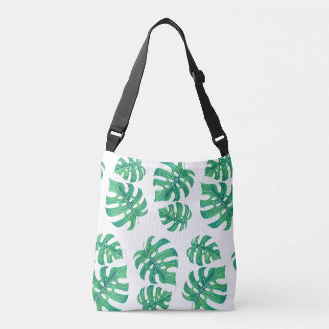 Tropiskt mönster med monstera löv axelväska (Framsida)