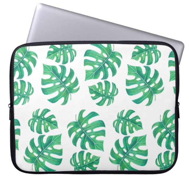 Tropiskt mönster med monstera löv laptop sleeve (Framsidan)
