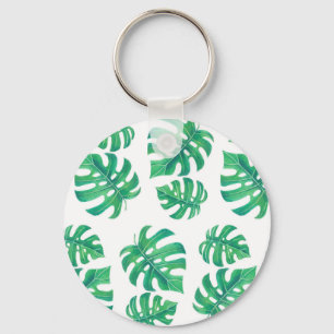 Tropiskt mönster med monstera löv nyckelring
