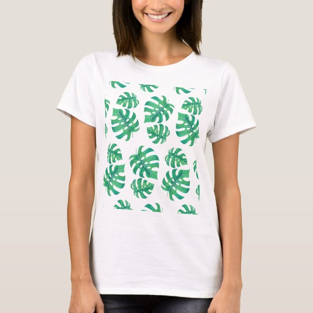 Tropiskt mönster med monstera löv t-shirt (Framsida)